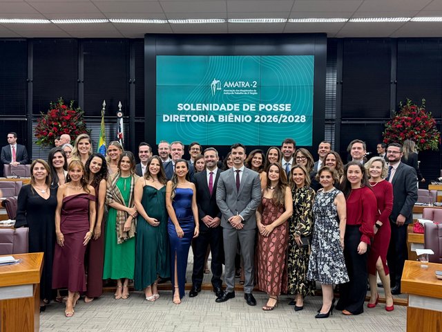 NOVA DIRETORIA DA AMATRA-2 TOMA POSSE PARA O BIÊNIO 2026-2028, E PRESIDENTE REELEITO CONCLAMA UNIÃO EM DEFESA DA MAGISTRATURA E JUSTIÇA DO TRABALHO
