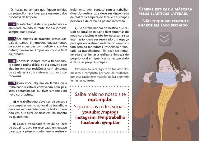 COM O APOIO DA AMATRA-2 NA DIVULGAÇÃO, MPT LANÇA CARTILHA PARA EVITAR CONTÁGIO NO TRABALHO DOMÉSTICO