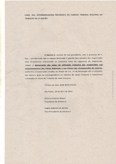 Requerimento vagas para Magistrados